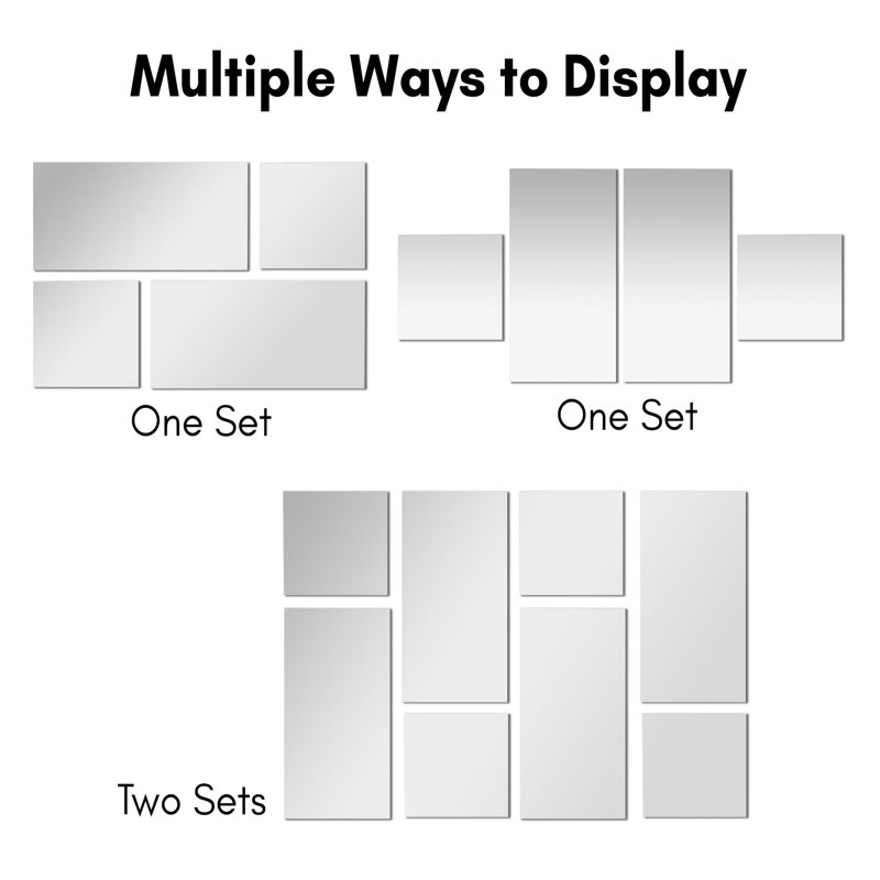 Latitude Run® Peel and Stick Mirror Tiles, Exclamation Rectangular